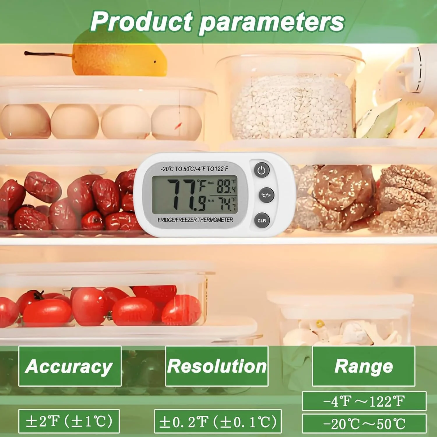 دماسنج یخچال STAYOUNG - دماسنج دیجیتال یخچال، صفحه نمایش LED ضد آب، تبدیل °C/°F، عملکرد ثبت حداکثر/حداقل، مناسب برای یخچال، فریزر، آشپزخانه، اتاق دماسنج یخچال STAYOUNG - دماسنج دیجیتال یخچال، صفحه نمایش LED ضد آب، تبدیل °C/°F، عملکرد ثبت حداکثر/حداقل، مناسب برای یخچال، فریزر، آشپزخانه، اتاق