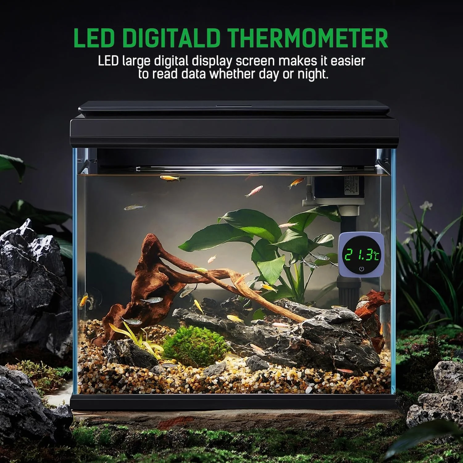 دماسنج دیجیتال آکواریوم Masroo، دماسنج صفحه نمایش LED برای آکواریوم ماهی، دقت بالا تا ±1 درجه سانتیگراد، حالت لمسی و خواب، دماسنج با سنسور دما در پشت برای ماهی و لاک پشت دماسنج دیجیتال آکواریوم Masroo، دماسنج صفحه نمایش LED برای آکواریوم ماهی، دقت بالا تا ±1 درجه سانتیگراد، حالت لمسی و خواب، دماسنج با سنسور دما در پشت برای ماهی و لاک پشت