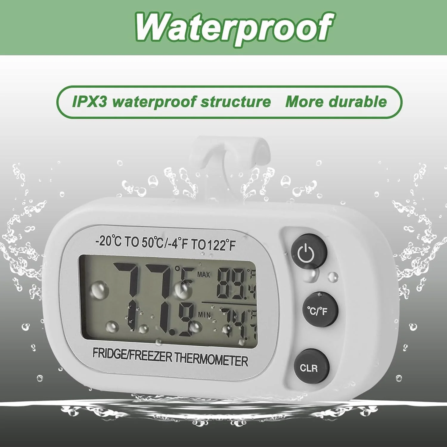 دماسنج یخچال STAYOUNG - دماسنج دیجیتال یخچال، صفحه نمایش LED ضد آب، تبدیل °C/°F، عملکرد ثبت حداکثر/حداقل، مناسب برای یخچال، فریزر، آشپزخانه، اتاق دماسنج یخچال STAYOUNG - دماسنج دیجیتال یخچال، صفحه نمایش LED ضد آب، تبدیل °C/°F، عملکرد ثبت حداکثر/حداقل، مناسب برای یخچال، فریزر، آشپزخانه، اتاق