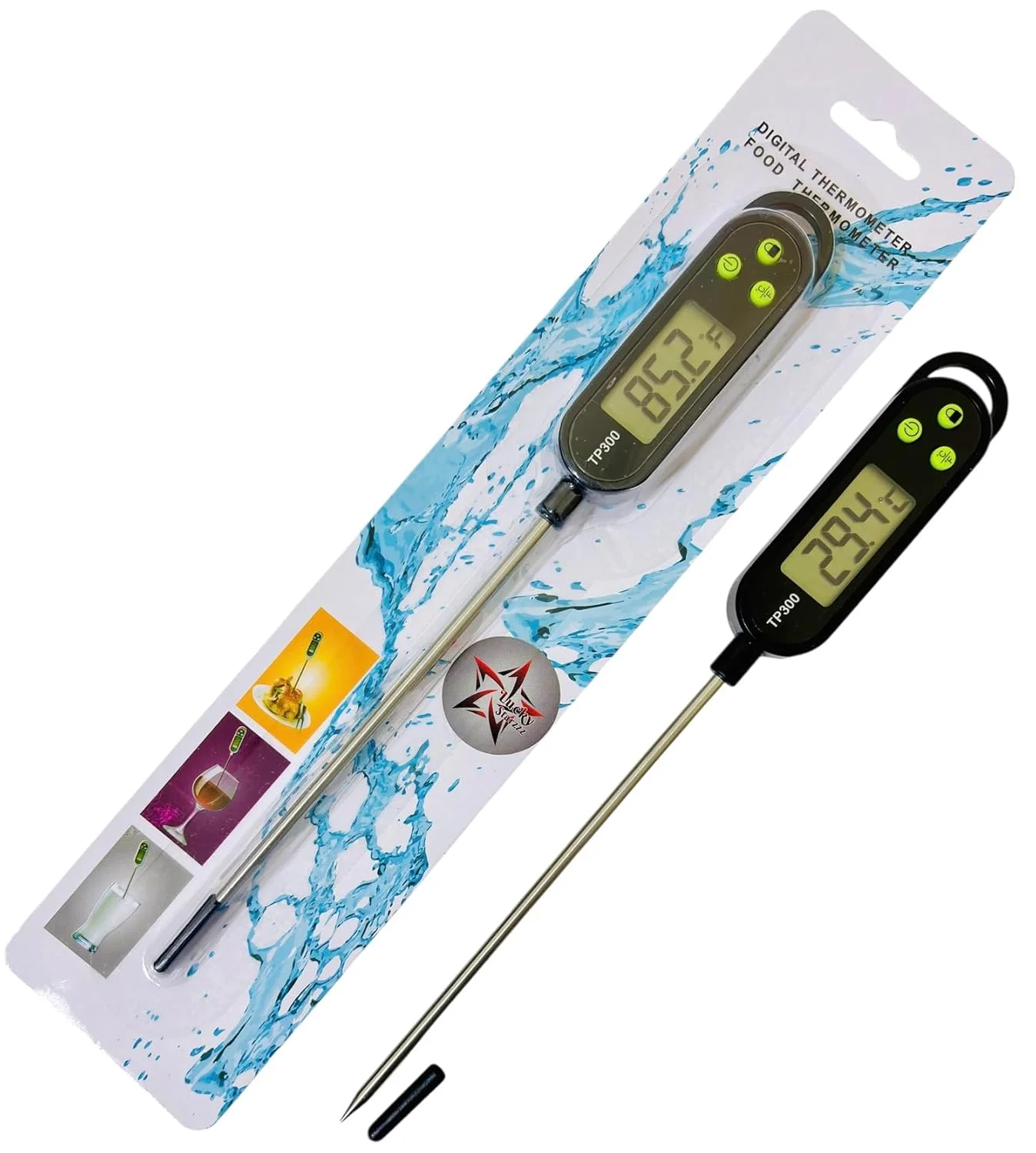 دماسنج غذا 1 عددی LUCKY STARZZZ دماسنج دیجیتال گوشت، ارتقا یافته با دکمه های نرم سیلیکونی سبز رنگ مشکی TP300، شامل باتری (LS-TP300-SoftButton Black-1Pcs) دماسنج غذا 1 عددی LUCKY STARZZZ دماسنج دیجیتال گوشت، ارتقا یافته با دکمه های نرم سیلیکونی سبز رنگ مشکی TP300، شامل باتری (LS-TP300-SoftButton Black-1Pcs)