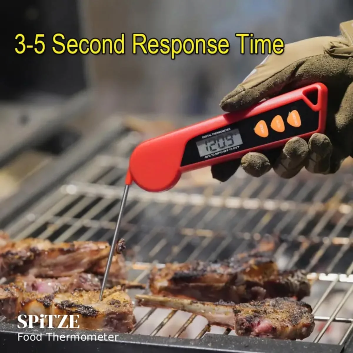 دماسنج دیجیتال گوشت SPITZE، دماسنج فوری غذا، برای باربیکیو، پخت و پز، سرخ کردن، گریل، دودی کردن، آشپزخانه و کمپینگ (دماسنج دیجیتال غذا)