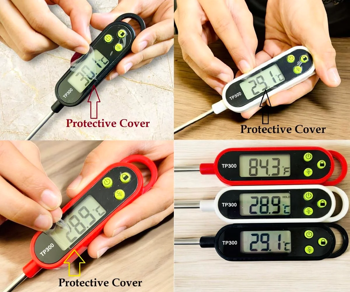 دماسنج غذا LUCKY STARZZZ دیجیتال گوشت، ارتقا یافته با دکمه های نرم سیلیکونی سبز، مجموعه 3 رنگ TP300، شامل 3 باتری دماسنج غذا LUCKY STARZZZ دیجیتال گوشت، ارتقا یافته با دکمه های نرم سیلیکونی سبز، مجموعه 3 رنگ TP300، شامل 3 باتری