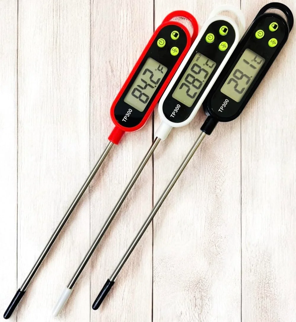 دماسنج غذا LUCKY STARZZZ دیجیتال گوشت، ارتقا یافته با دکمه های نرم سیلیکونی سبز، مجموعه 3 رنگ TP300، شامل 3 باتری دماسنج غذا LUCKY STARZZZ دیجیتال گوشت، ارتقا یافته با دکمه های نرم سیلیکونی سبز، مجموعه 3 رنگ TP300، شامل 3 باتری