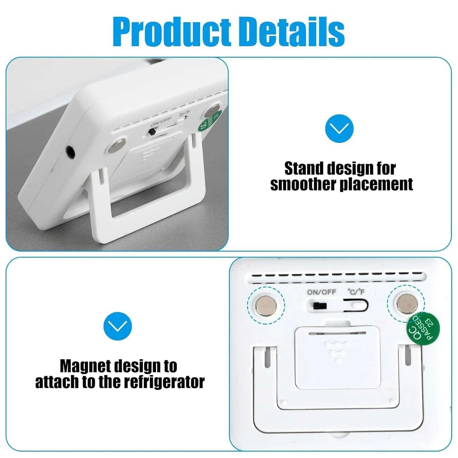 دماسنج دیجیتال فریزر با حسگر خارجی، نمایشگر LCD، هشدار دمای بالا/پایین، قابل تغییر بین ℃/℉، دماسنج مغناطیسی یخچال برای منزل دماسنج دیجیتال فریزر با حسگر خارجی، نمایشگر LCD، هشدار دمای بالا/پایین، قابل تغییر بین ℃/℉، دماسنج مغناطیسی یخچال برای منزل