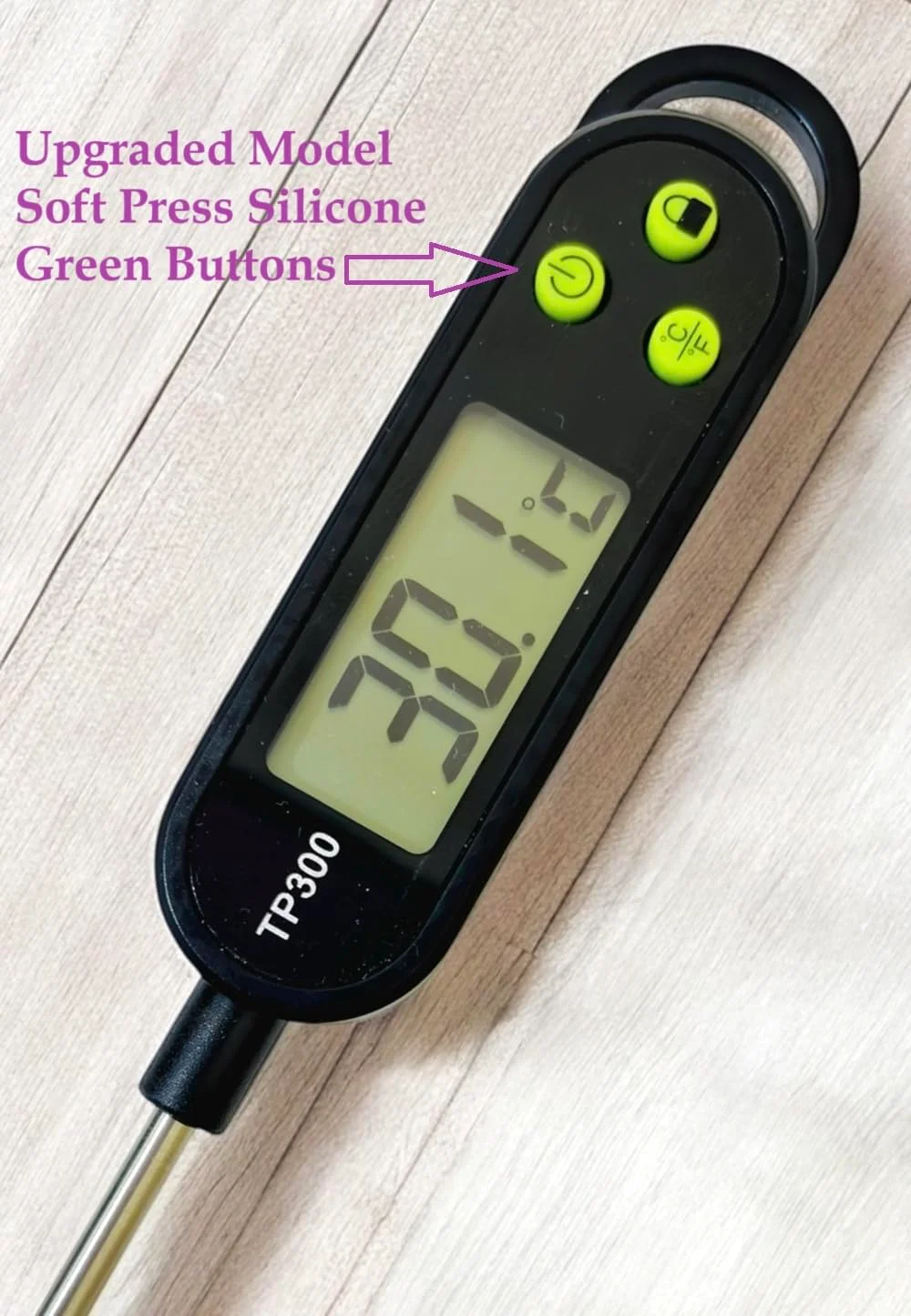 دماسنج غذا 1 عددی LUCKY STARZZZ دماسنج دیجیتال گوشت، ارتقا یافته با دکمه های نرم سیلیکونی سبز رنگ مشکی TP300، شامل باتری (LS-TP300-SoftButton Black-1Pcs) دماسنج غذا 1 عددی LUCKY STARZZZ دماسنج دیجیتال گوشت، ارتقا یافته با دکمه های نرم سیلیکونی سبز رنگ مشکی TP300، شامل باتری (LS-TP300-SoftButton Black-1Pcs)