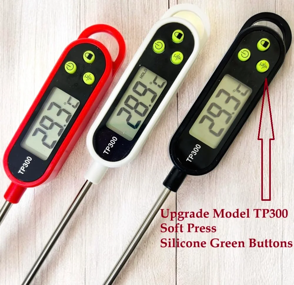 دماسنج غذا LUCKY STARZZZ دیجیتال گوشت، ارتقا یافته با دکمه های نرم سیلیکونی سبز، مجموعه 3 رنگ TP300، شامل 3 باتری دماسنج غذا LUCKY STARZZZ دیجیتال گوشت، ارتقا یافته با دکمه های نرم سیلیکونی سبز، مجموعه 3 رنگ TP300، شامل 3 باتری