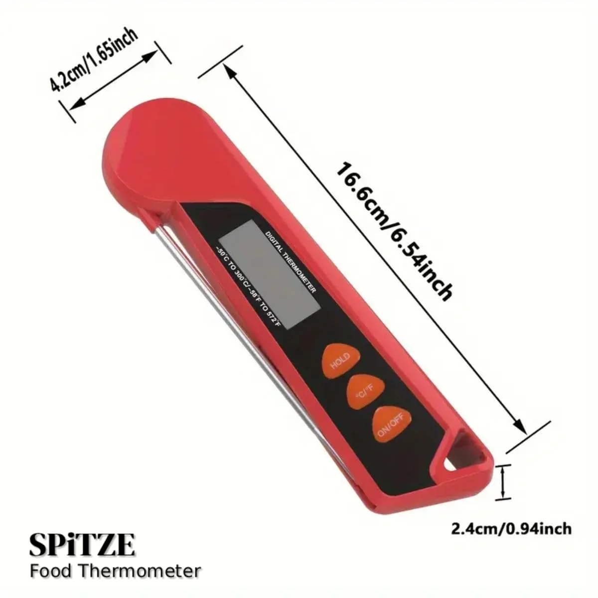 دماسنج دیجیتال گوشت SPITZE، دماسنج فوری غذا، برای باربیکیو، پخت و پز، سرخ کردن، گریل، دودی کردن، آشپزخانه و کمپینگ (دماسنج دیجیتال غذا)