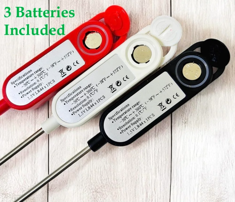 دماسنج غذا LUCKY STARZZZ دیجیتال گوشت، ارتقا یافته با دکمه های نرم سیلیکونی سبز، مجموعه 3 رنگ TP300، شامل 3 باتری دماسنج غذا LUCKY STARZZZ دیجیتال گوشت، ارتقا یافته با دکمه های نرم سیلیکونی سبز، مجموعه 3 رنگ TP300، شامل 3 باتری