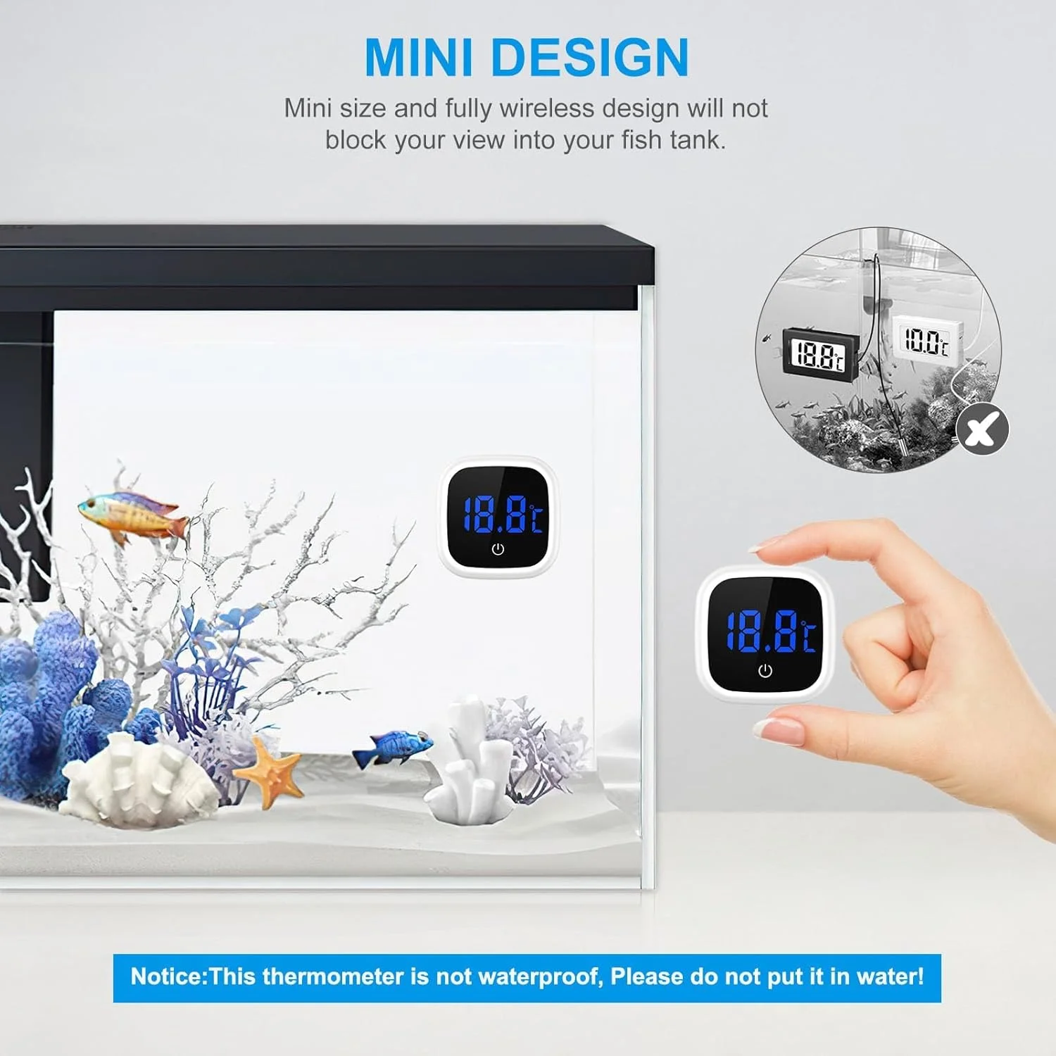 دماسنج دیجیتال آکواریوم BIGTHREE با دقت بالا 0.1 درجه سانتیگراد، نمایشگر LED، طراحی ضد آب و بی سیم، مناسب برای چسباندن به تانک ماهی، تراریوم خزندگان و استفاده خانگی، مانیتور دمای بادوام دماسنج دیجیتال آکواریوم BIGTHREE با دقت بالا 0.1 درجه سانتیگراد، نمایشگر LED، طراحی ضد آب و بی سیم، مناسب برای چسباندن به تانک ماهی، تراریوم خزندگان و استفاده خانگی، مانیتور دمای بادوام