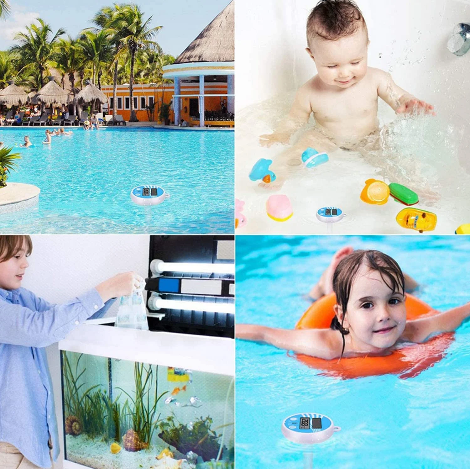 دماسنج شناور حرفه ای استخر SKEIDO، دماسنج دیجیتال خورشیدی برای فضای باز، مناسب برای استخر، حوضچه و وان (توجه: ضد آب نیست)