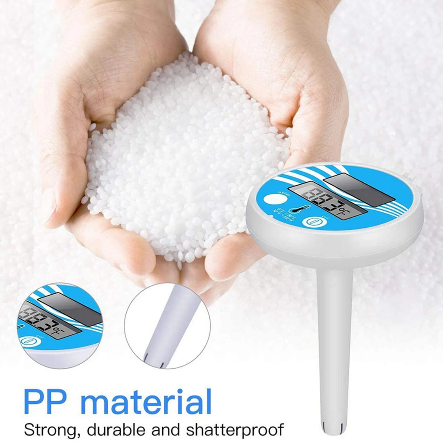 دماسنج شناور حرفه ای استخر SKEIDO، دماسنج دیجیتال خورشیدی برای فضای باز، مناسب برای استخر، حوضچه و وان (توجه: ضد آب نیست)