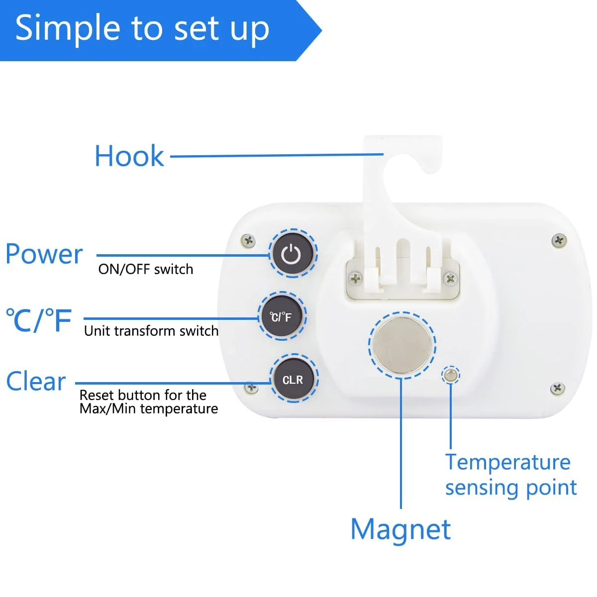 دماسنج یخچال و فریزر دیجیتال yuangaoshow با صفحه نمایش LCD بزرگ، ضد آب، با عملکرد ثبت حداکثر/حداقل دما و پشت مغناطیسی برای آشپزخانه، منزل و رستوران ها دماسنج یخچال و فریزر دیجیتال yuangaoshow با صفحه نمایش LCD بزرگ، ضد آب، با عملکرد ثبت حداکثر/حداقل دما و پشت مغناطیسی برای آشپزخانه، منزل و رستوران ها
