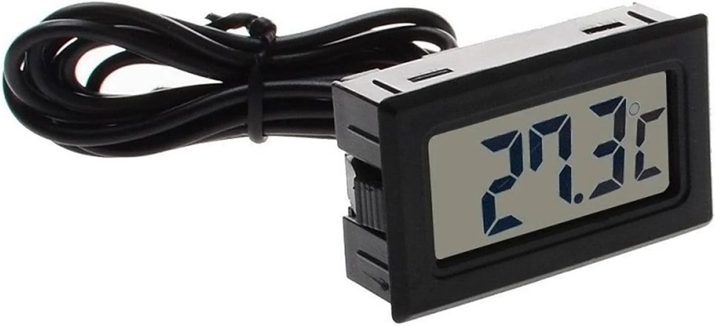 دماسنج دیجیتال الکترونیکی جاسازی شده با نمایشگر LCD مناسب یخچال خودرو، آکواریوم و تانک ماهی