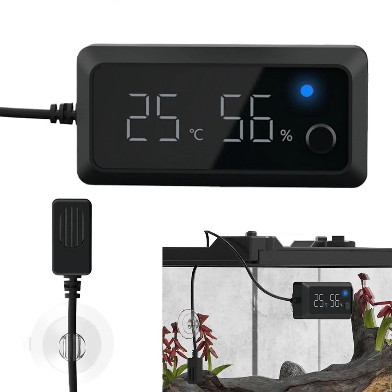 دماسنج و رطوبت سنج دیجیتال خزندگان، مانیتور دقیق دما و رطوبت برای تراریوم، حسگر آب و هوای محفظه برای اژدهای ریش دار، لاک پشت ها، مارمولک ها، ابزار کنترل زیستگاه حیوانات خانگی دماسنج و رطوبت سنج دیجیتال خزندگان، مانیتور دقیق دما و رطوبت برای تراریوم، حسگر آب و هوای محفظه برای اژدهای ریش دار، لاک پشت ها، مارمولک ها، ابزار کنترل زیستگاه حیوانات خانگی