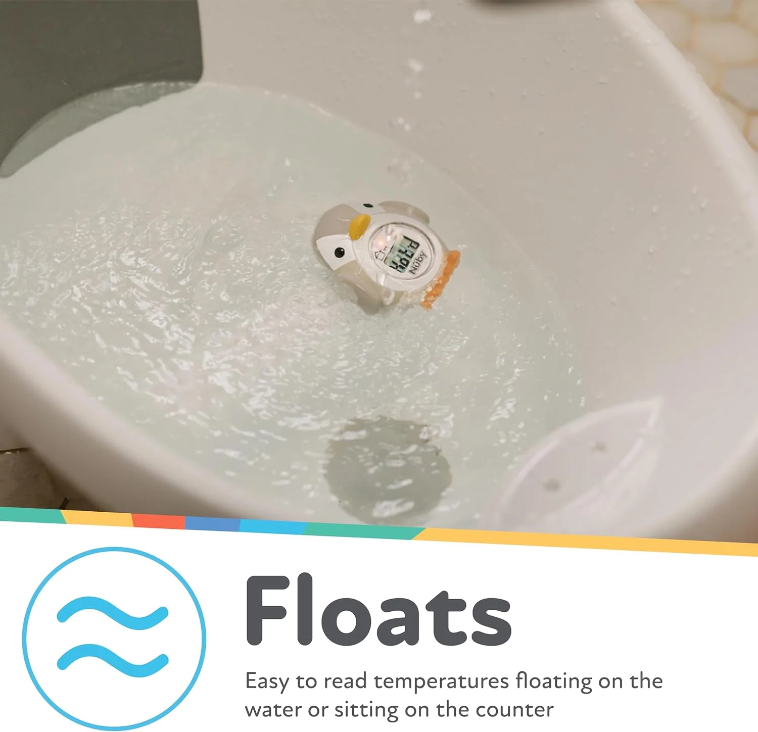 دماسنج دیجیتال حمام و اتاق نابی - دماسنج کودک برای دمای ایمن و راحت حمام و اتاق - پنگوئن دماسنج دیجیتال حمام و اتاق نابی - دماسنج کودک برای دمای ایمن و راحت حمام و اتاق - پنگوئن