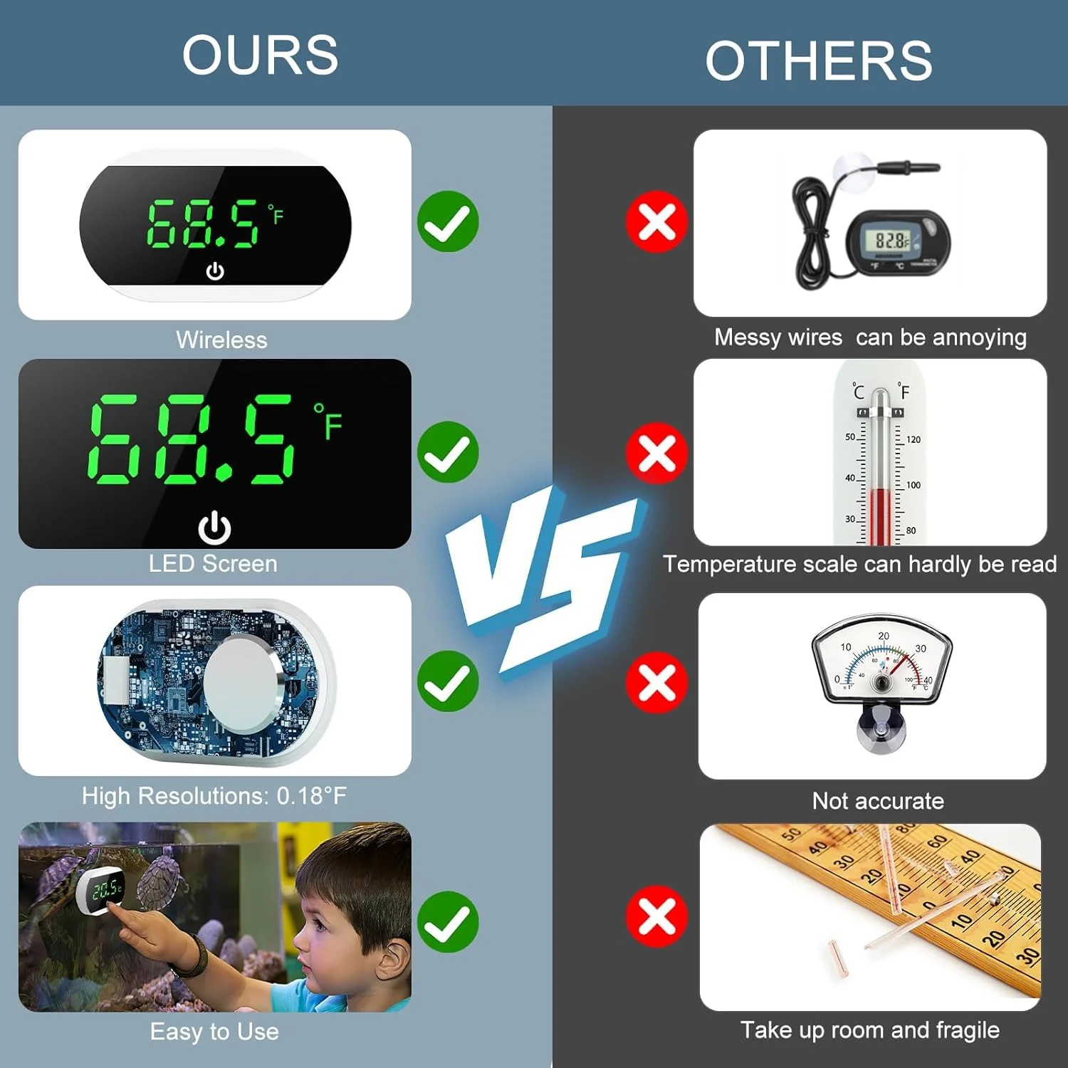 دماسنج دیجیتال ارتقا یافته آکواریوم با صفحه لمسی، سنجش دمای چسبی تانک ماهی با دقت ±1 درجه فارنهایت، مانیتور خوانا و آسان با نمایش زمان واقعی، لوازم جانبی ضد آب تانک ماهی برای آب شیرین و آب شور دماسنج دیجیتال ارتقا یافته آکواریوم با صفحه لمسی، سنجش دمای چسبی تانک ماهی با دقت ±1 درجه فارنهایت، مانیتور خوانا و آسان با نمایش زمان واقعی، لوازم جانبی ضد آب تانک ماهی برای آب شیرین و آب شور