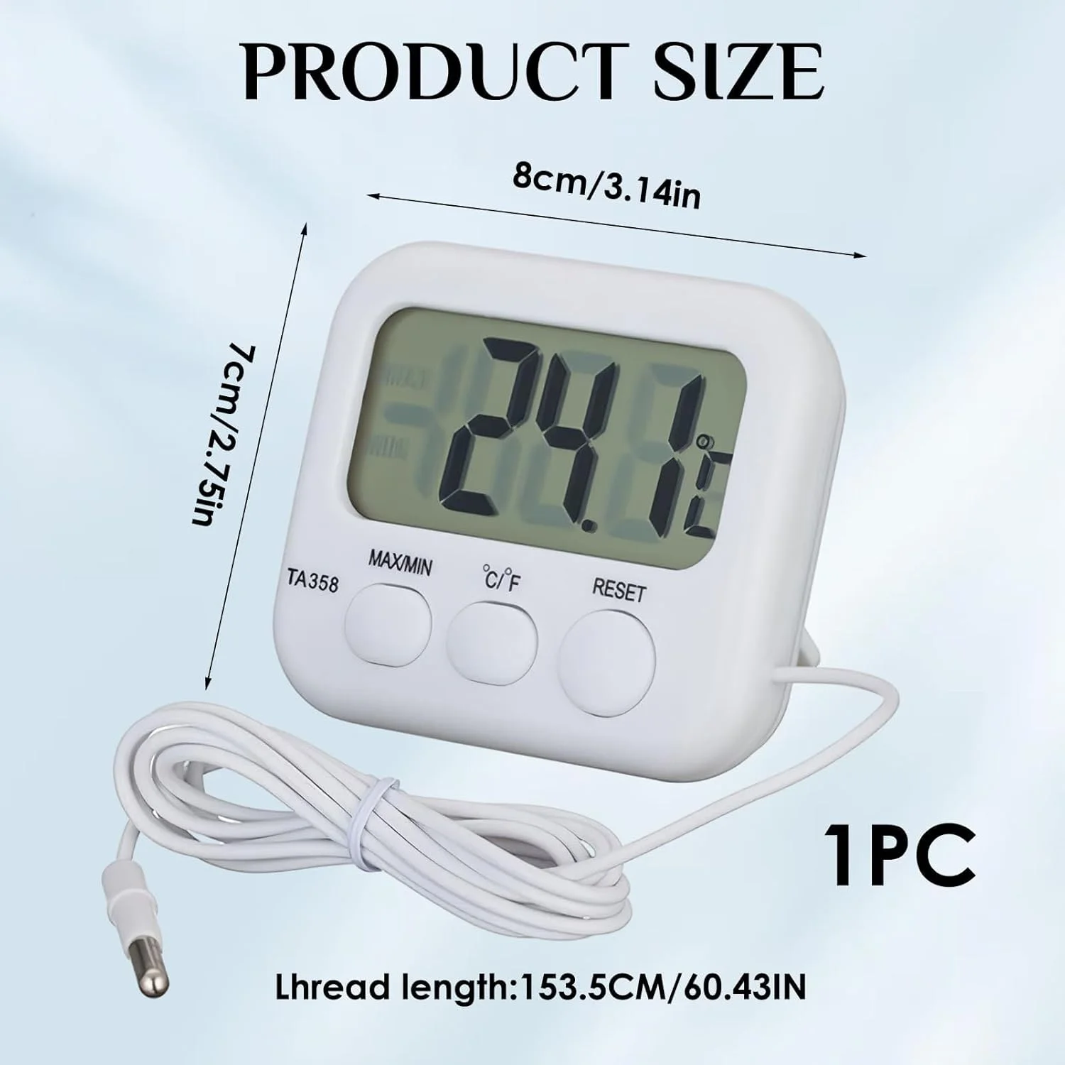 دماسنج دیجیتال LCD با سنسور خارجی، مناسب برای یخچال، فریزر و آکواریوم، با قابلیت تغییر واحد دما (سانتیگراد/فارنهایت) و حافظه دما، ایده آل برای آزمایشگاه، یخچال، آکواریوم و فریزر - 1 عدد دماسنج دیجیتال LCD با سنسور خارجی، مناسب برای یخچال، فریزر و آکواریوم، با قابلیت تغییر واحد دما (سانتیگراد/فارنهایت) و حافظه دما، ایده آل برای آزمایشگاه، یخچال، آکواریوم و فریزر - 1 عدد