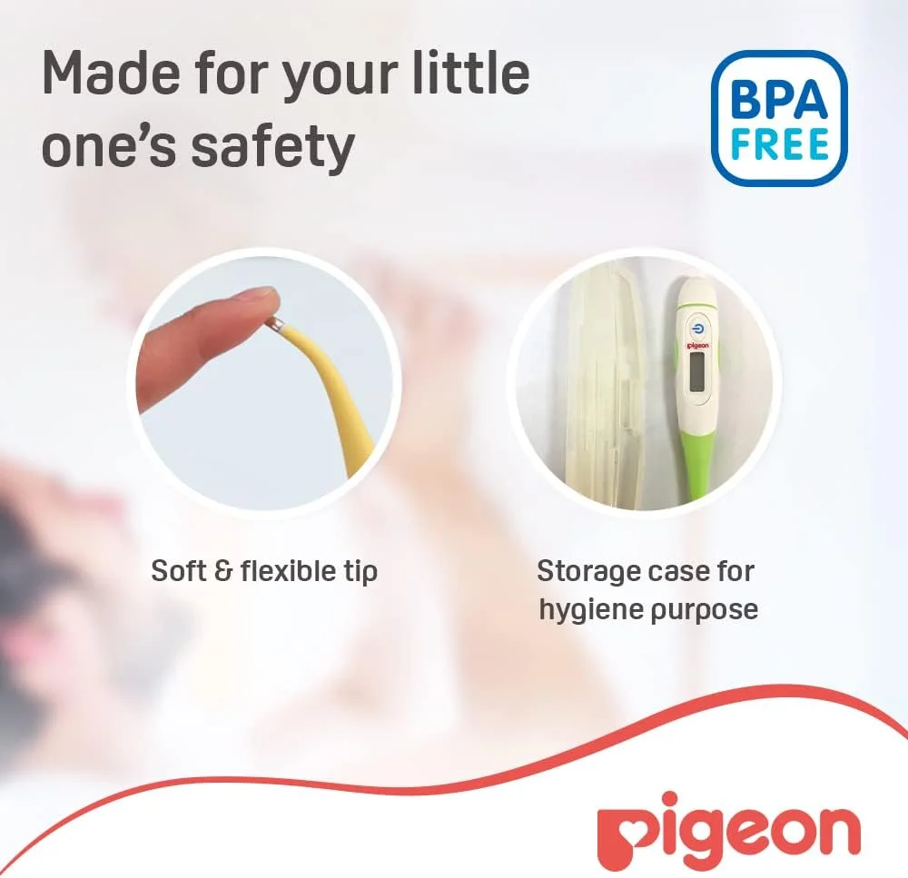 دماسنج دیجیتال پیجن، نوک نرم و انعطاف پذیر، اندازه گیری دقیق، فاقد BPA، قابلیت خاموش شدن خودکار، مناسب برای نوزادان 0+ ماه، رنگ های متنوع دماسنج دیجیتال پیجن، نوک نرم و انعطاف پذیر، اندازه گیری دقیق، فاقد BPA، قابلیت خاموش شدن خودکار، مناسب برای نوزادان 0+ ماه، رنگ های متنوع