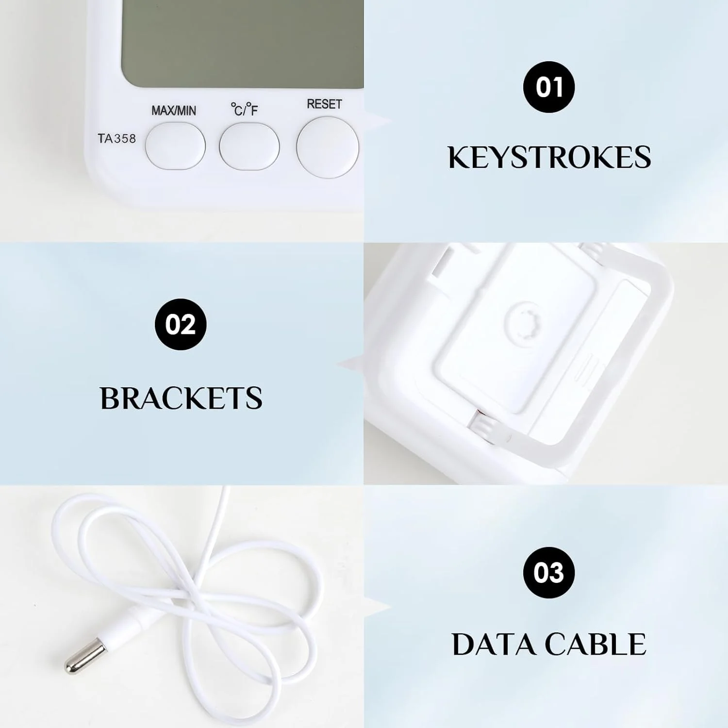 دماسنج دیجیتال LCD با سنسور خارجی، مناسب برای یخچال، فریزر و آکواریوم، با قابلیت تغییر واحد دما (سانتیگراد/فارنهایت) و حافظه دما، ایده آل برای آزمایشگاه، یخچال، آکواریوم و فریزر - 1 عدد دماسنج دیجیتال LCD با سنسور خارجی، مناسب برای یخچال، فریزر و آکواریوم، با قابلیت تغییر واحد دما (سانتیگراد/فارنهایت) و حافظه دما، ایده آل برای آزمایشگاه، یخچال، آکواریوم و فریزر - 1 عدد