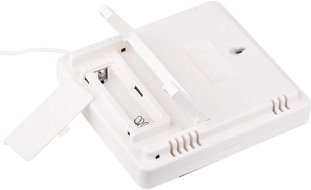 دماسنج و رطوبت سنج دیجیتال صفحه بزرگ داخلی و خارجی HTC-2 به همراه نمایشگر زمان و تقویم و آلارم
