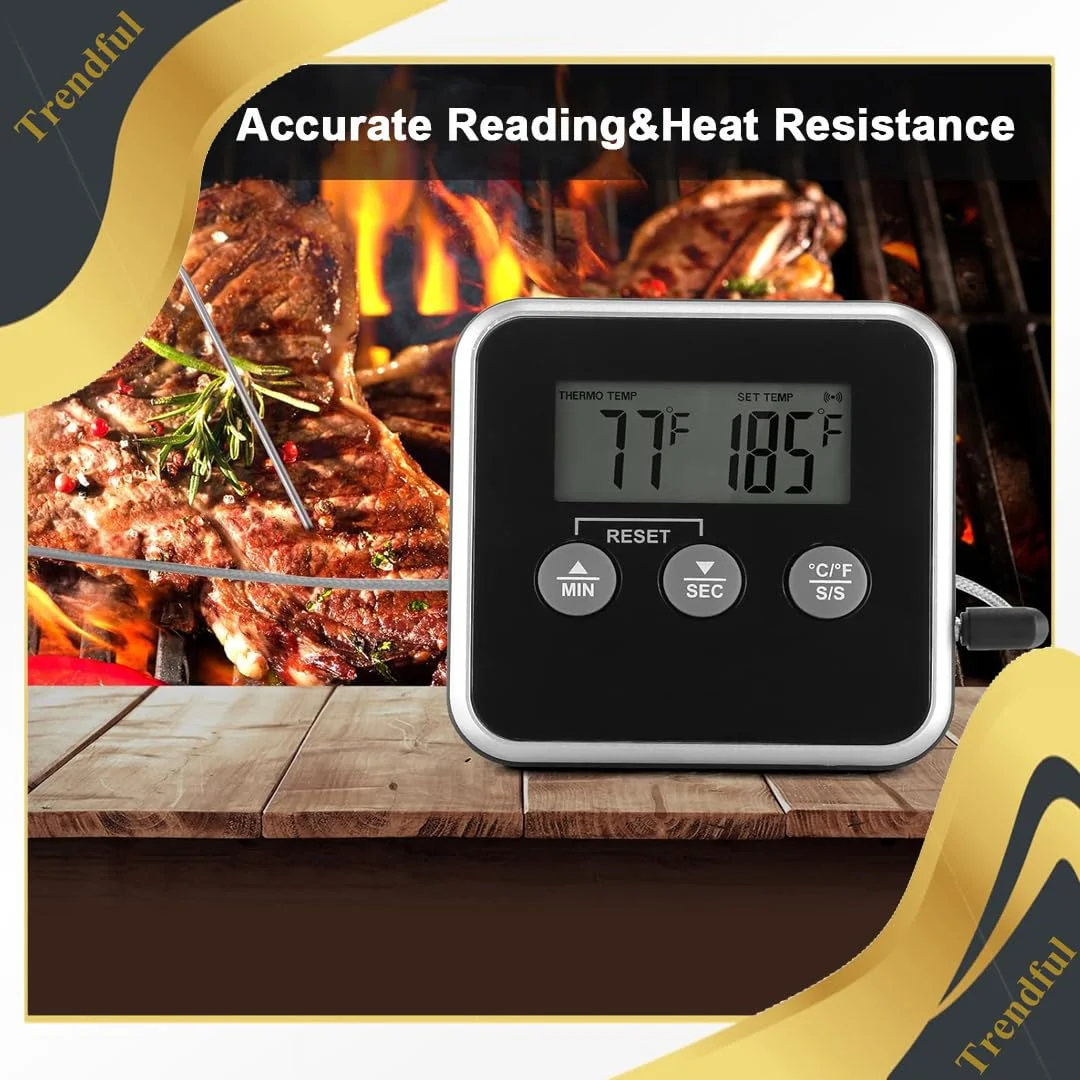 دماسنج دیجیتال مواد غذایی با تایمر، دماسنج فوری گوشت با میله استیل ضد زنگ برای باربیکیو، فر، گریل، دودی کردن، آب نبات، روغن، شیر و پخت، طراحی مغناطیسی و تاشو دماسنج دیجیتال مواد غذایی با تایمر، دماسنج فوری گوشت با میله استیل ضد زنگ برای باربیکیو، فر، گریل، دودی کردن، آب نبات، روغن، شیر و پخت، طراحی مغناطیسی و تاشو