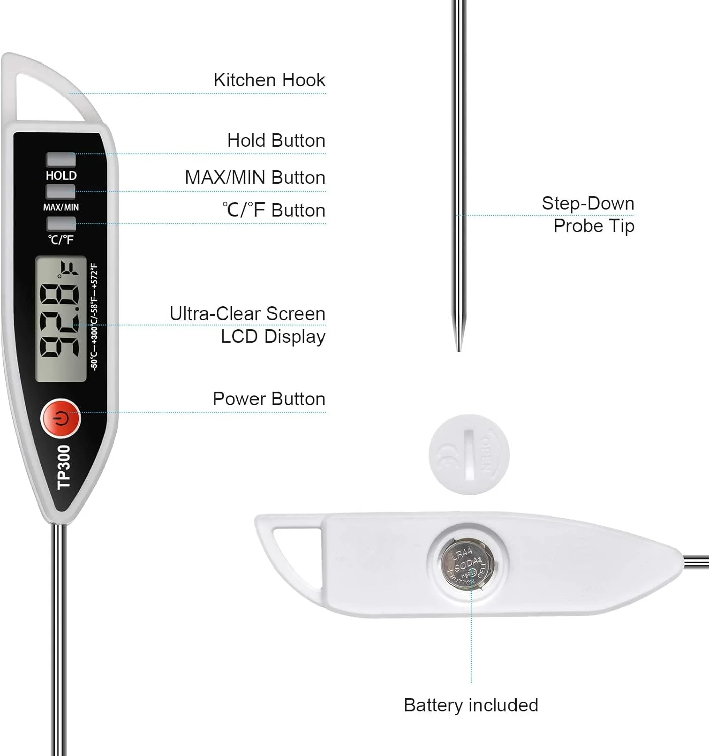 دماسنج مواد غذایی و گوشت اکسفور، دماسنج دیجیتال پخت و پز آبنبات، دماسنج فوری با پروب برای مایعات، شمع، دماسنج فوری ضد آب برای غذا، گوشت، شیر، پروب بلند دماسنج مواد غذایی و گوشت اکسفور، دماسنج دیجیتال پخت و پز آبنبات، دماسنج فوری با پروب برای مایعات، شمع، دماسنج فوری ضد آب برای غذا، گوشت، شیر، پروب بلند