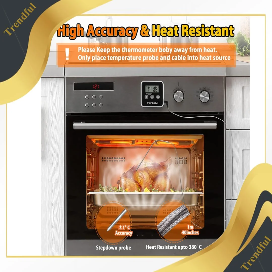 دماسنج دیجیتال مواد غذایی با تایمر، دماسنج فوری گوشت با میله استیل ضد زنگ برای باربیکیو، فر، گریل، دودی کردن، آب نبات، روغن، شیر و پخت، طراحی مغناطیسی و تاشو دماسنج دیجیتال مواد غذایی با تایمر، دماسنج فوری گوشت با میله استیل ضد زنگ برای باربیکیو، فر، گریل، دودی کردن، آب نبات، روغن، شیر و پخت، طراحی مغناطیسی و تاشو