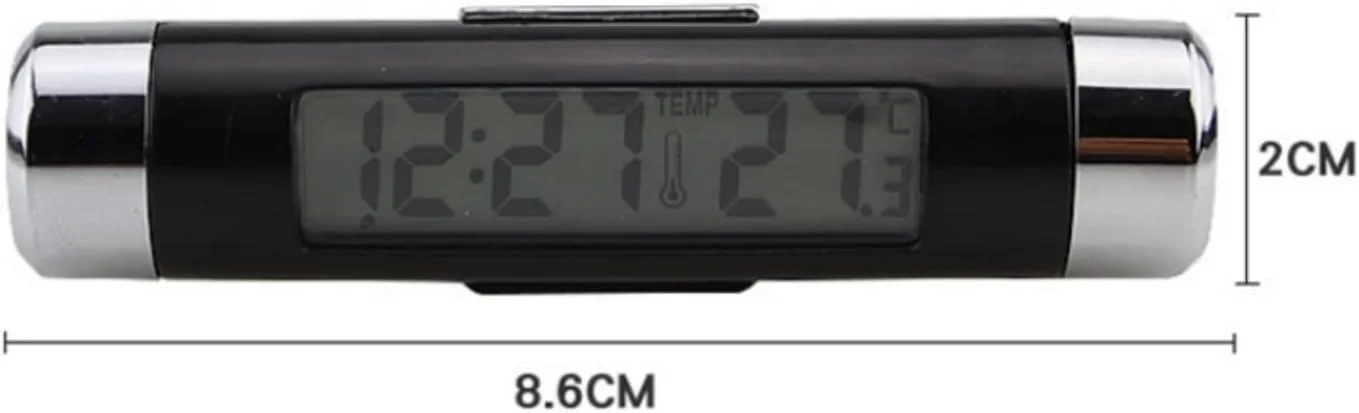 ساعت دیجیتال خودرو و نمایشگر دما، ساعت الکترونیکی خودرو، دماسنج، نور پس زمینه LED