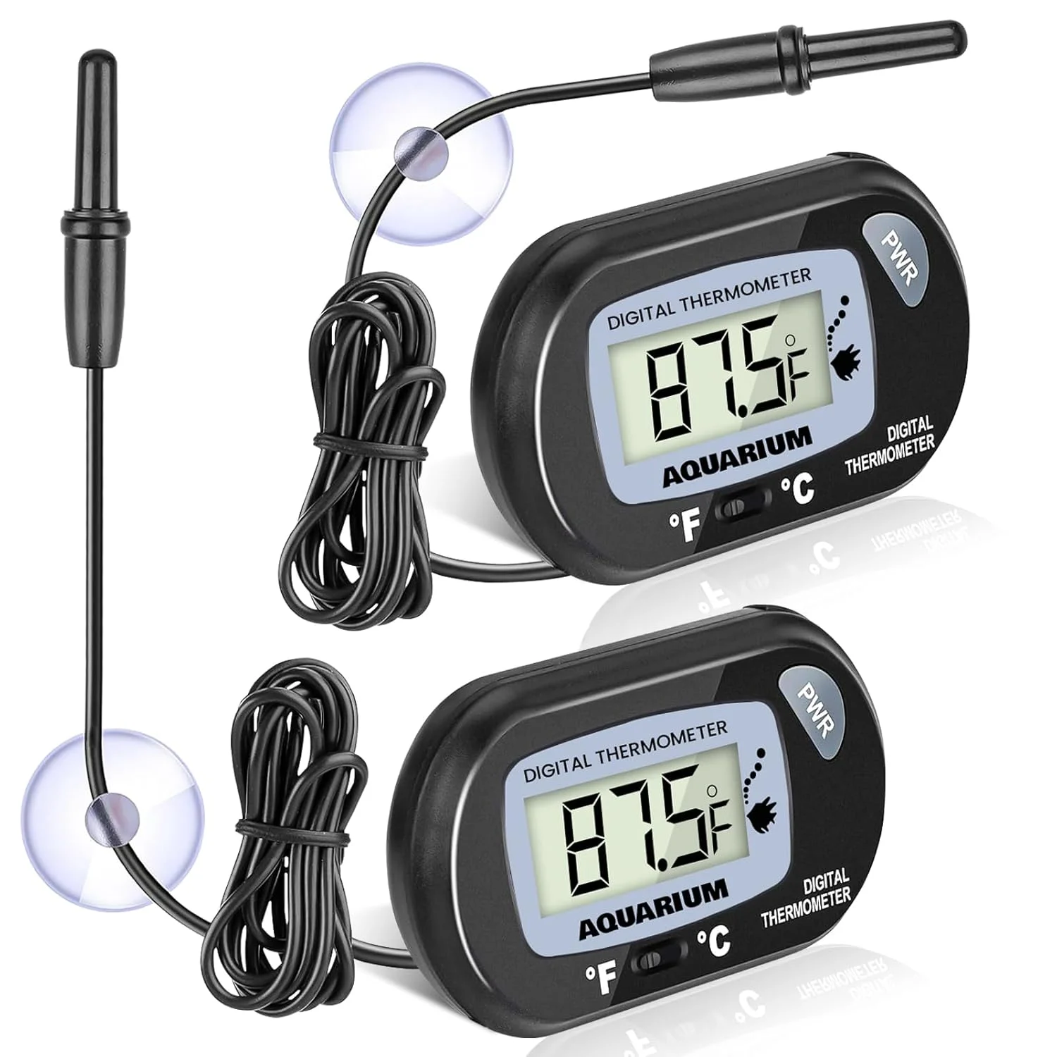 بسته 2 عددی دماسنج دیجیتال آکواریوم Bonlux، دماسنج تانک ماهی، دماسنج آب با صفحه نمایش LCD بزرگ، دماسنج برای آکواریوم آب و تراریوم