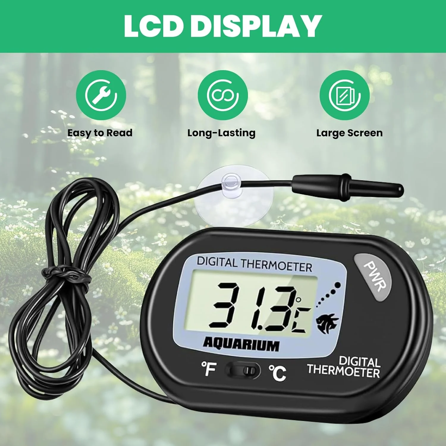 بسته 2 عددی دماسنج دیجیتال آکواریوم Bonlux، دماسنج تانک ماهی، دماسنج آب با صفحه نمایش LCD بزرگ، دماسنج برای آکواریوم آب و تراریوم بسته 2 عددی دماسنج دیجیتال آکواریوم Bonlux، دماسنج تانک ماهی، دماسنج آب با صفحه نمایش LCD بزرگ، دماسنج برای آکواریوم آب و تراریوم