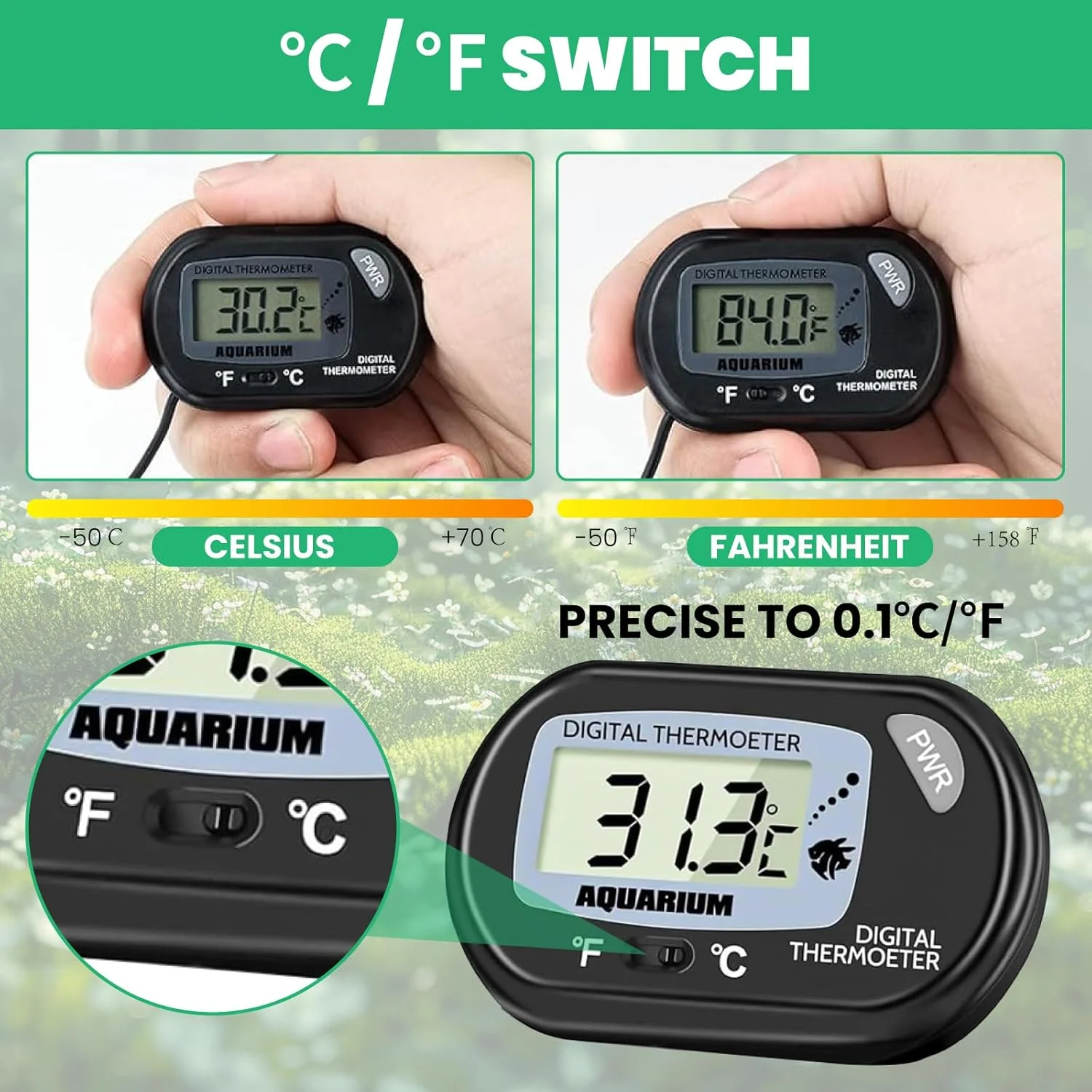 بسته 2 عددی دماسنج دیجیتال آکواریوم Bonlux، دماسنج تانک ماهی، دماسنج آب با صفحه نمایش LCD بزرگ، دماسنج برای آکواریوم آب و تراریوم بسته 2 عددی دماسنج دیجیتال آکواریوم Bonlux، دماسنج تانک ماهی، دماسنج آب با صفحه نمایش LCD بزرگ، دماسنج برای آکواریوم آب و تراریوم