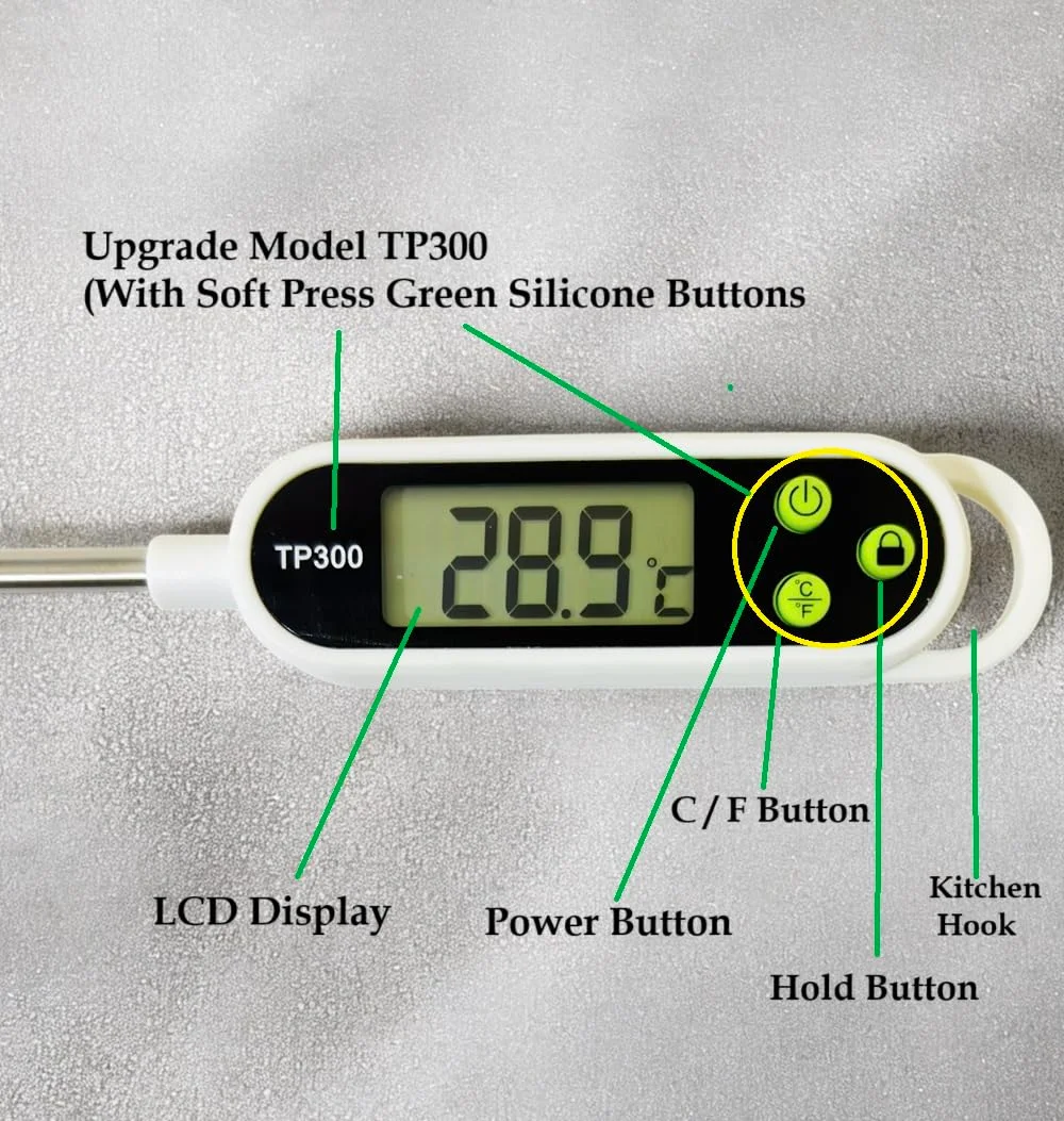 دماسنج غذا 1 عددی LUCKY STARZZZ دماسنج دیجیتال گوشت، ارتقا یافته با دکمه های نرم سیلیکونی سبز رنگ سفید TP300، شامل باتری (LS-TP300-SoftButton White-1Pcs) دماسنج غذا 1 عددی LUCKY STARZZZ دماسنج دیجیتال گوشت، ارتقا یافته با دکمه های نرم سیلیکونی سبز رنگ سفید TP300، شامل باتری (LS-TP300-SoftButton White-1Pcs)