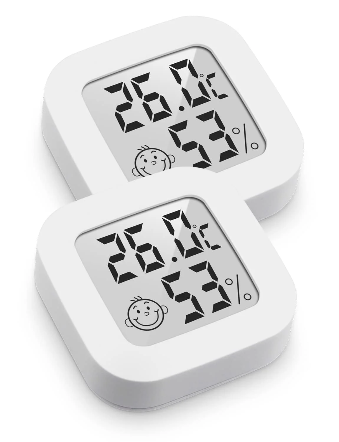 دماسنج داخلی Knource بسته 2 عددی، رطوبت سنج دیجیتال، دماسنج اتاق برای خانه، نمایشگر LCD بزرگ فارنهایت یا سلسیوس (بسته 2 عددی)