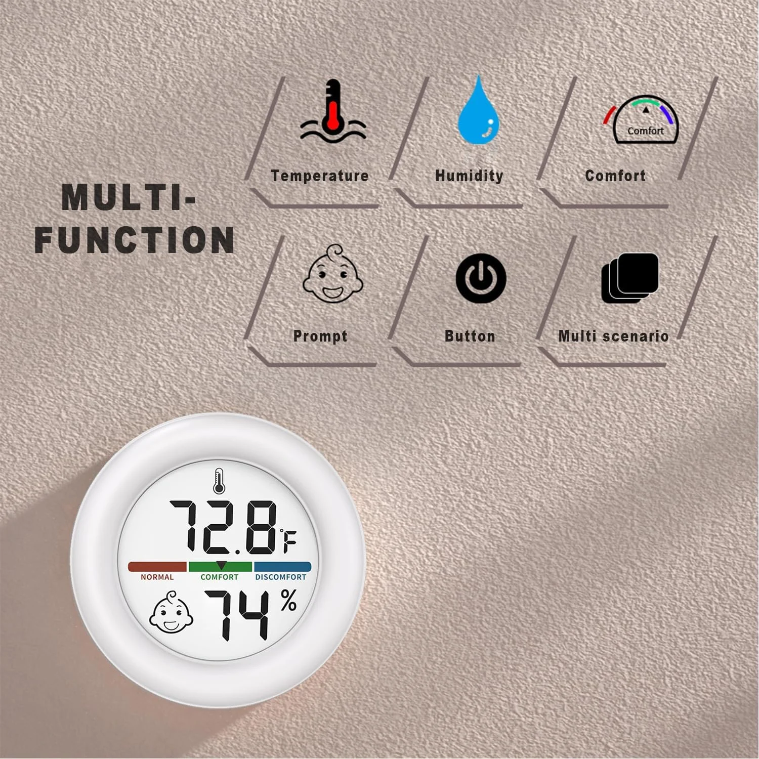 دماسنج تانک خزندگان، مینی دماسنج رطوبت سنج دیجیتال، دماسنج رطوبت سنج داخلی و خارجی برای گلخانه ها، مرطوب کننده ها، انکوباتورها، شیشه های تراریوم خزندگان، فارنهایت (℉) یا سانتیگراد (℃)