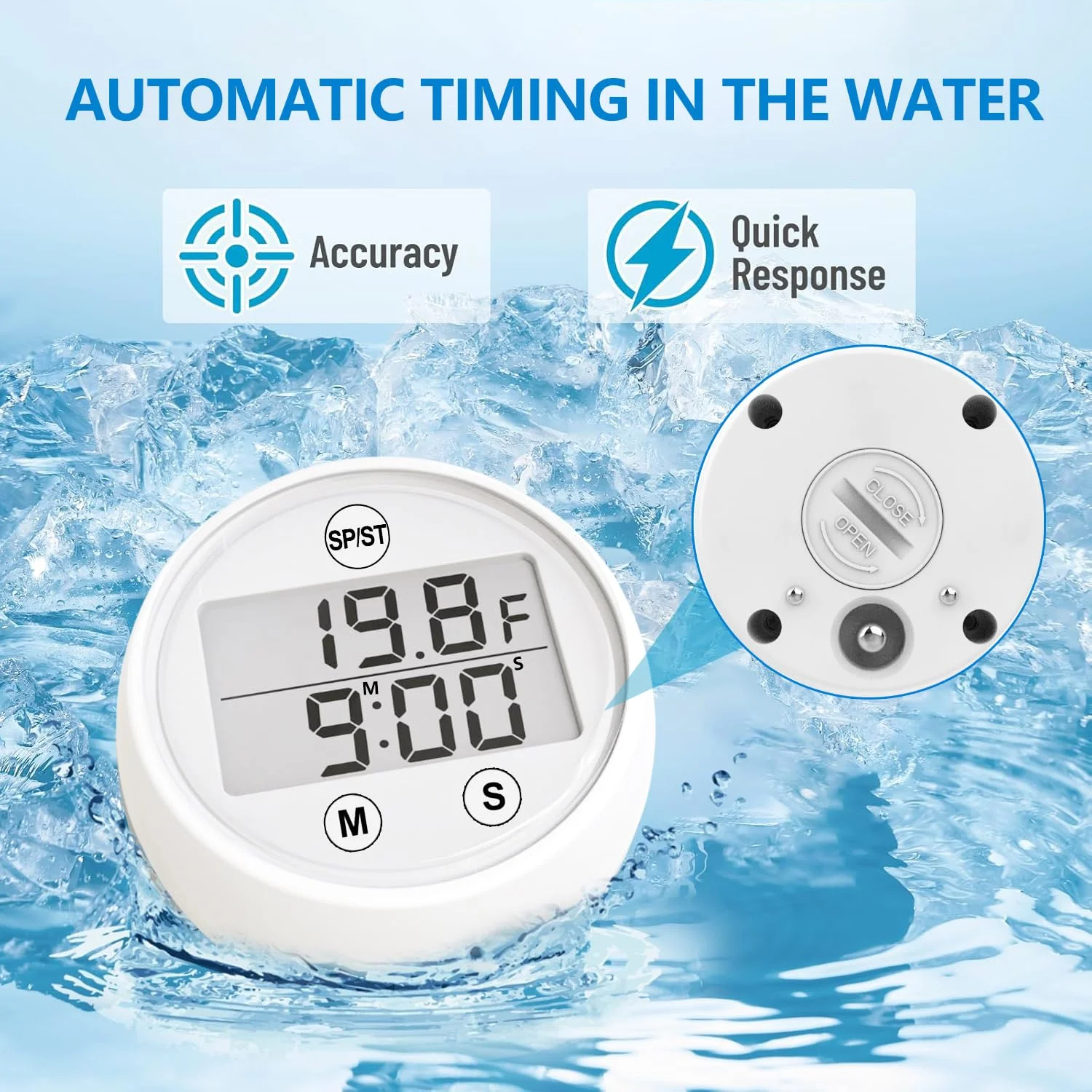 دماسنج و تایمر حمام یخ Angju، دماسنج و تایمر غوطه وری سرد، دماسنج آب برای حمام یخ، دماسنج شناور دیجیتال حمام یخ، دماسنج ضد آب با قابلیت خواندن آسان دمای آب