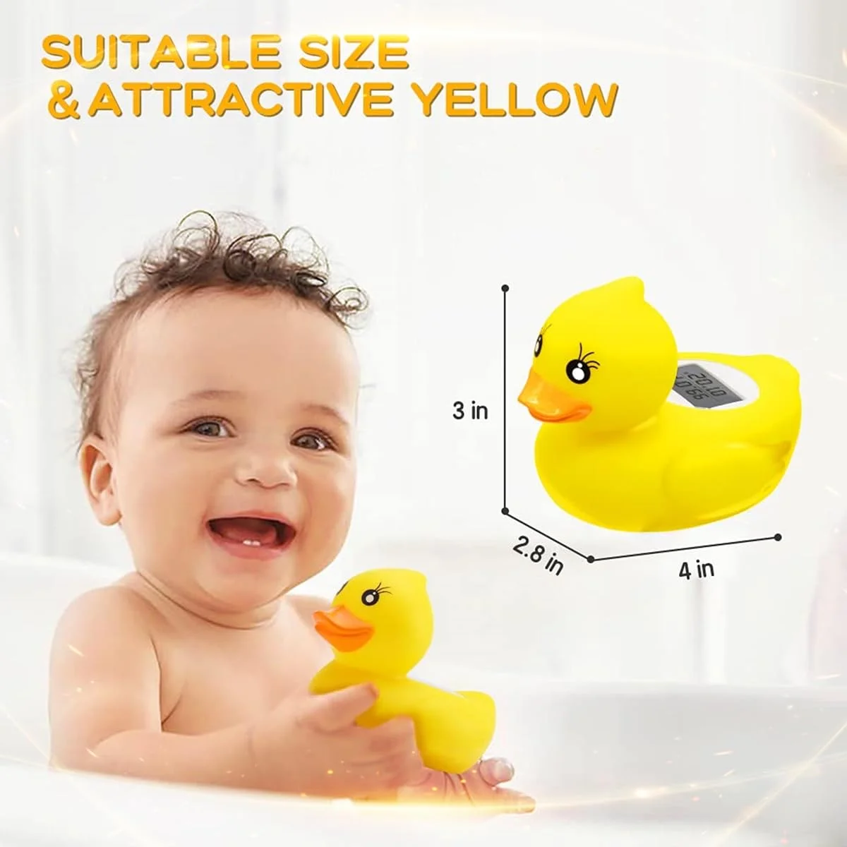 دماسنج آب وان کودک Beauenty، اسباب بازی شناور ایمنی دماسنج حمام، درجه فارنهایت و سانتیگراد، دماسنج دیجیتال شناور آب نوزاد و اسباب بازی زمان حمام کودک