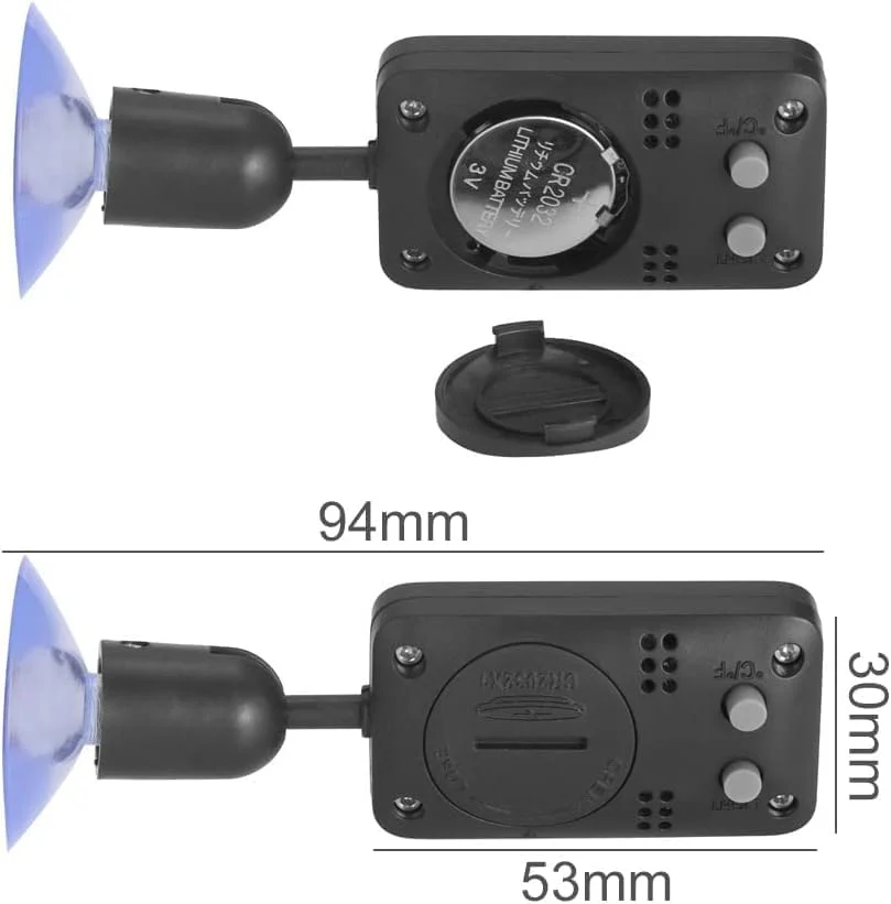 رطوبت سنج و دماسنج دیجیتال Azonee، دماسنج و رطوبت سنج دیجیتال LCD با نور پس زمینه، برای ویواریوم خزندگان، گلخانه، انکوباتور، مشکی، 1 عدد