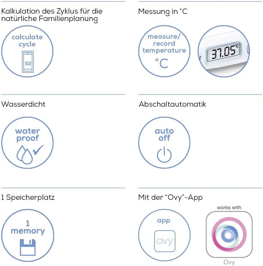 دماسنج پایه Beurer OT 20 | برای نظارت بر چرخههای تخمکگذاری و برنامهریزی طبیعی بارداری دماسنج پایه Beurer OT 20 | برای نظارت بر چرخههای تخمکگذاری و برنامهریزی طبیعی بارداری