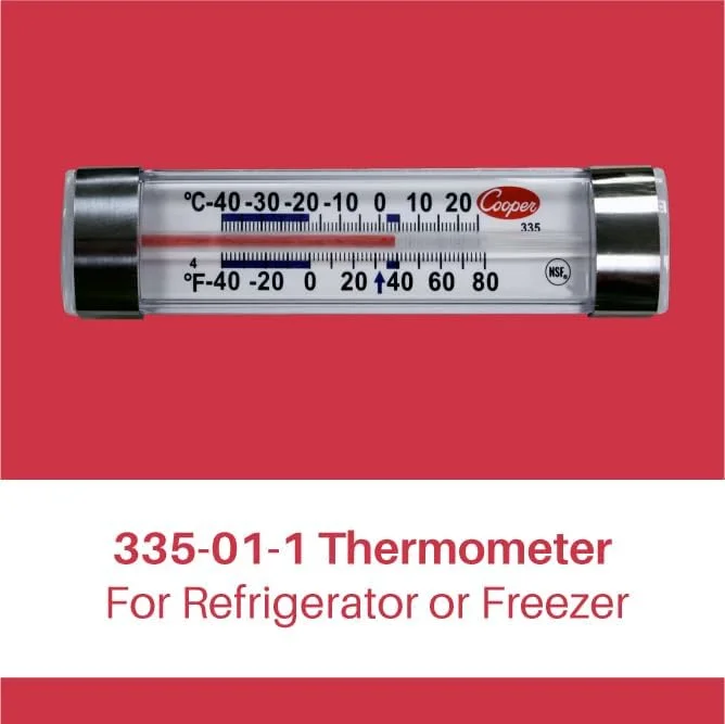 دماسنج یخچال و فریزر تجاری کوپر-آتکینز مدل 335-01-1 (دماسنج شیشه ای، دماسنج درجه تجاری)
