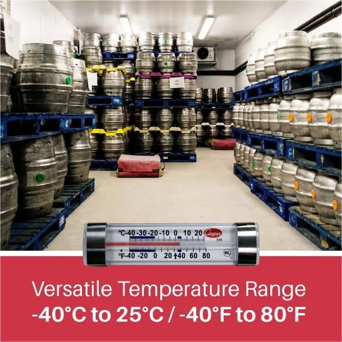 دماسنج یخچال و فریزر تجاری کوپر-آتکینز مدل 335-01-1 (دماسنج شیشه ای، دماسنج درجه تجاری)