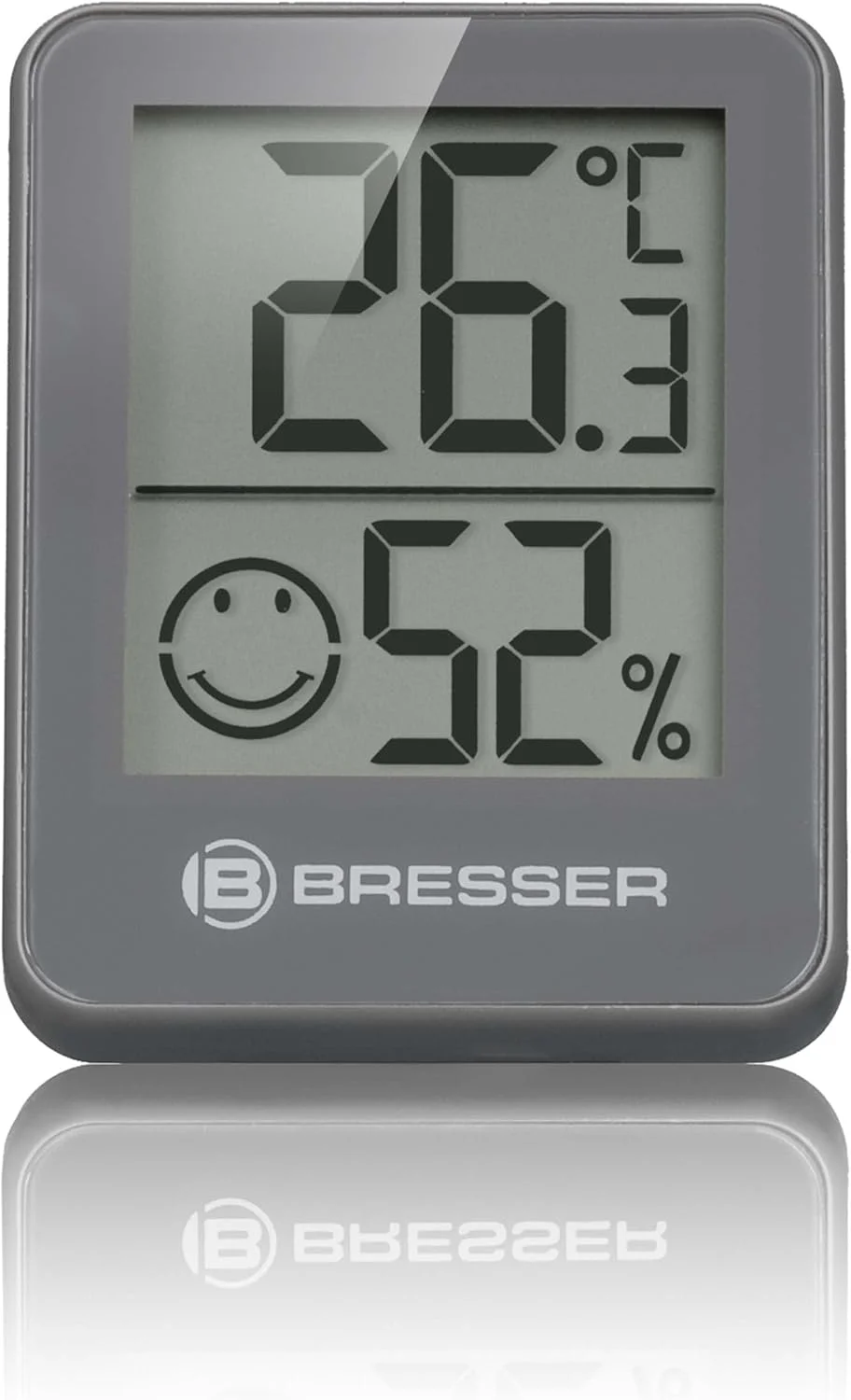 دماسنج و رطوبت سنج برسِر تمئو هیگرو با قابلیت نصب روی دیوار یا قرار دادن روی میز به همراه نشانگر وضعیت آب و هوای اتاق