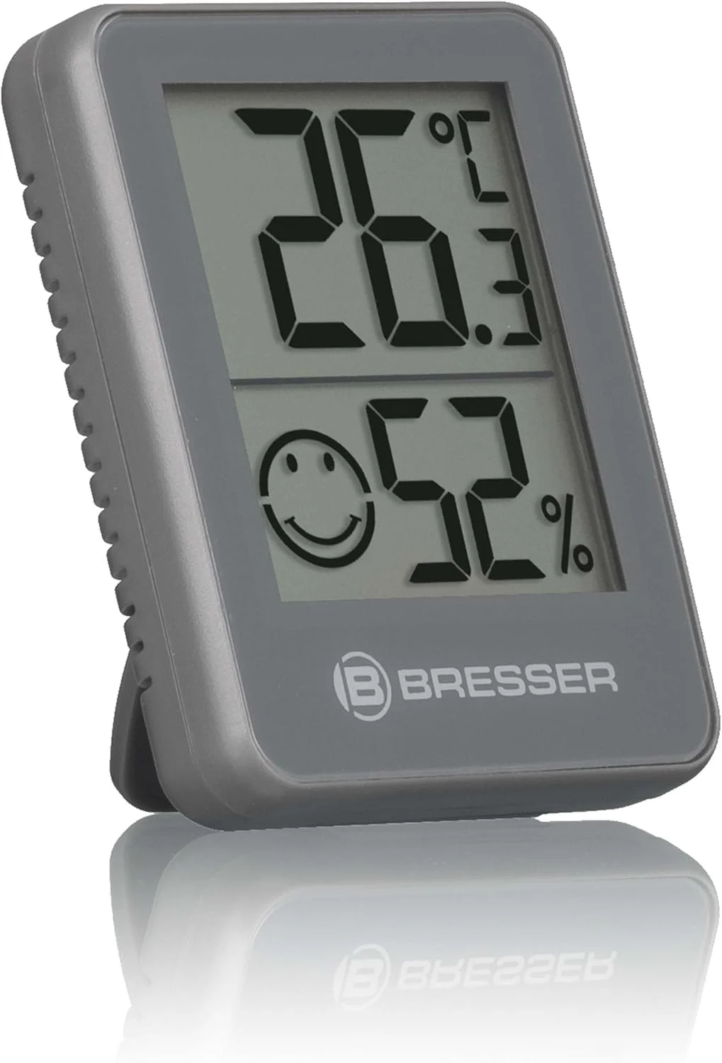 دماسنج و رطوبت سنج برسِر تمئو هیگرو با قابلیت نصب روی دیوار یا قرار دادن روی میز به همراه نشانگر وضعیت آب و هوای اتاق