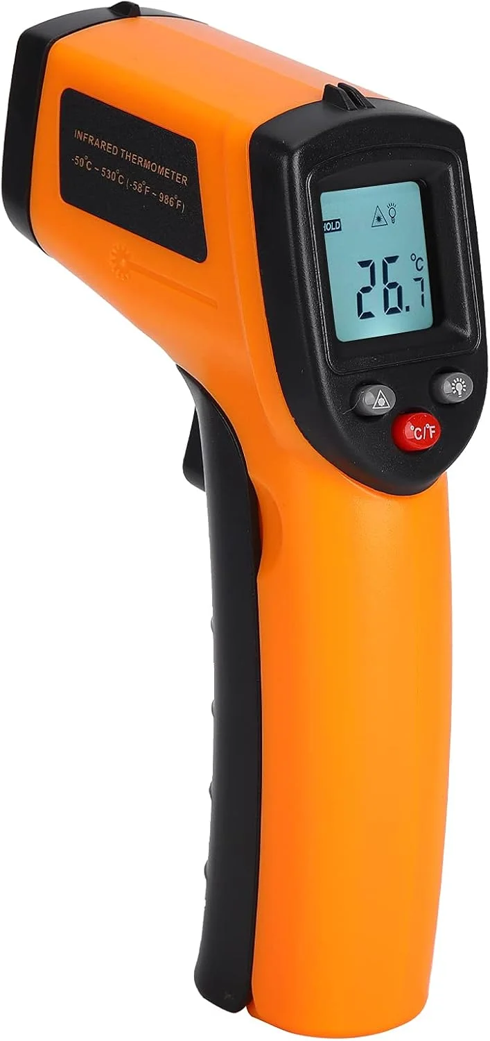 ترمومتر صنعتی مادون قرمز Eujgoov، ابزار تست دما با صفحه نمایش LCD برای استخر، غذا، خودرو، کف ترمومتر صنعتی مادون قرمز Eujgoov، ابزار تست دما با صفحه نمایش LCD برای استخر، غذا، خودرو، کف