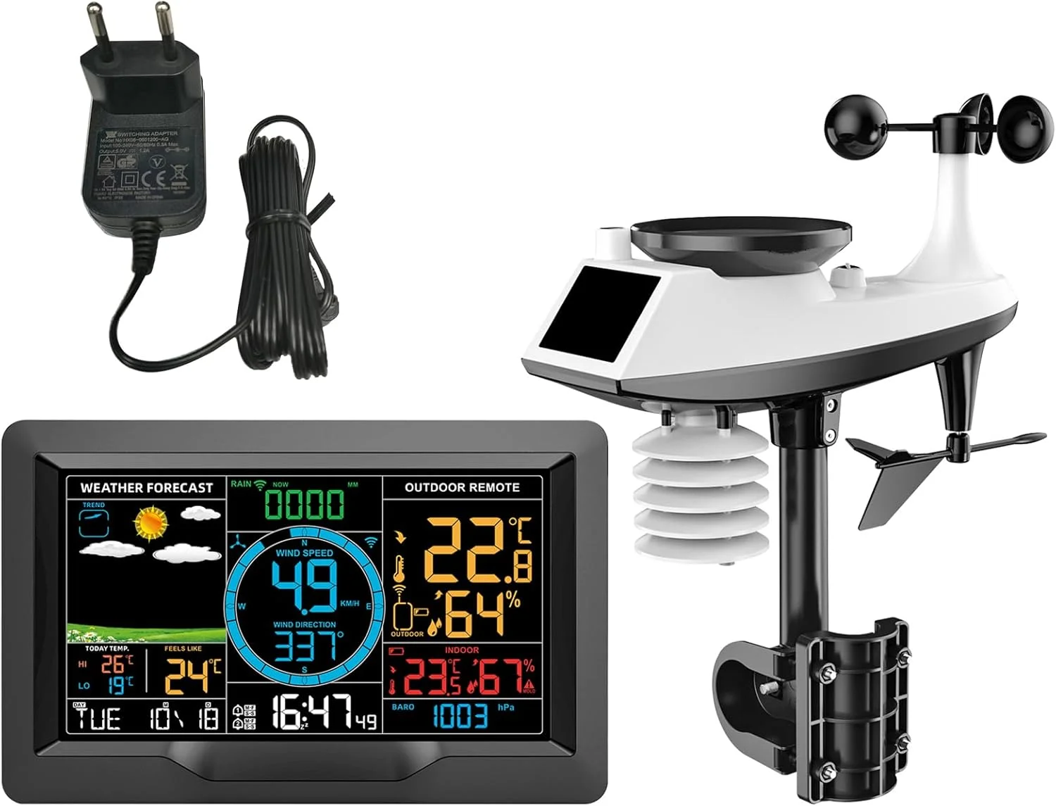 ایستگاه هواشناسی بی سیم Eacam، رطوبت سنج و دماسنج فضای باز، نمایشگر نور پس زمینه دما و رطوبت، ایستگاه پیش بینی آب و هوا دیجیتال داخلی، ساعت زنگ دار با سنسور فضای باز و پورت USB ایستگاه هواشناسی بی سیم Eacam، رطوبت سنج و دماسنج فضای باز، نمایشگر نور پس زمینه دما و رطوبت، ایستگاه پیش بینی آب و هوا دیجیتال داخلی، ساعت زنگ دار با سنسور فضای باز و پورت USB