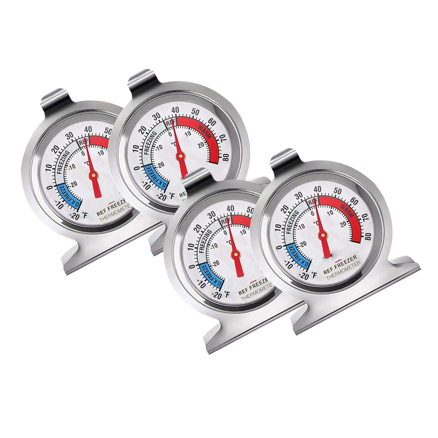 دماسنج یخچال بسته 4 عددی، صفحه بزرگ -29 تا 27 درجه سانتیگراد، دماسنج کلاسیک یخچال و فریزر با نشانگر قرمز برای نظارت دقیق دما دماسنج یخچال بسته 4 عددی، صفحه بزرگ -29 تا 27 درجه سانتیگراد، دماسنج کلاسیک یخچال و فریزر با نشانگر قرمز برای نظارت دقیق دما
