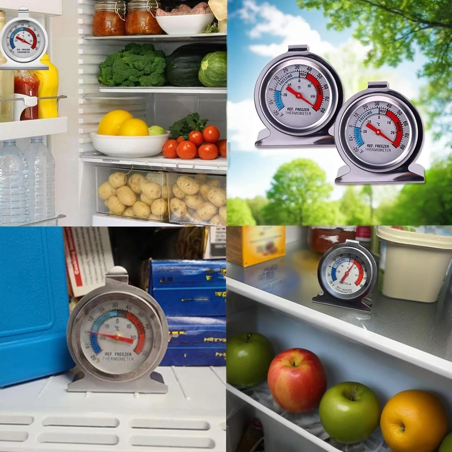 دماسنج یخچال - صفحه بزرگ، محدوده 30- درجه سانتیگراد تا 30 درجه سانتیگراد / 20- درجه فارنهایت تا 80 درجه فارنهایت - دماسنج کلاسیک یخچال با نشانگر قرمز - برای فریزر، یخچال و خنک کننده، بسته 2 عددی دماسنج یخچال - صفحه بزرگ، محدوده 30- درجه سانتیگراد تا 30 درجه سانتیگراد / 20- درجه فارنهایت تا 80 درجه فارنهایت - دماسنج کلاسیک یخچال با نشانگر قرمز - برای فریزر، یخچال و خنک کننده، بسته 2 عددی