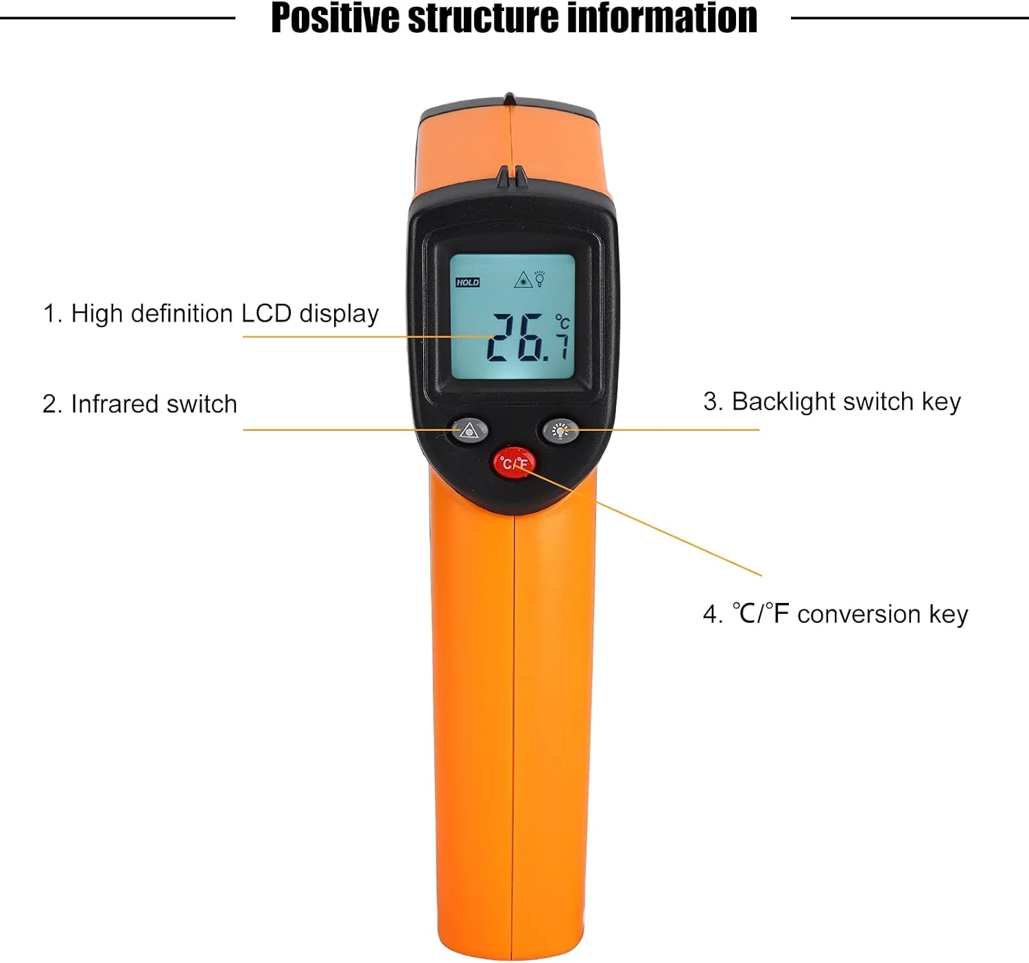 ترمومتر صنعتی مادون قرمز Eujgoov، ابزار تست دما با صفحه نمایش LCD برای استخر، غذا، خودرو، کف ترمومتر صنعتی مادون قرمز Eujgoov، ابزار تست دما با صفحه نمایش LCD برای استخر، غذا، خودرو، کف