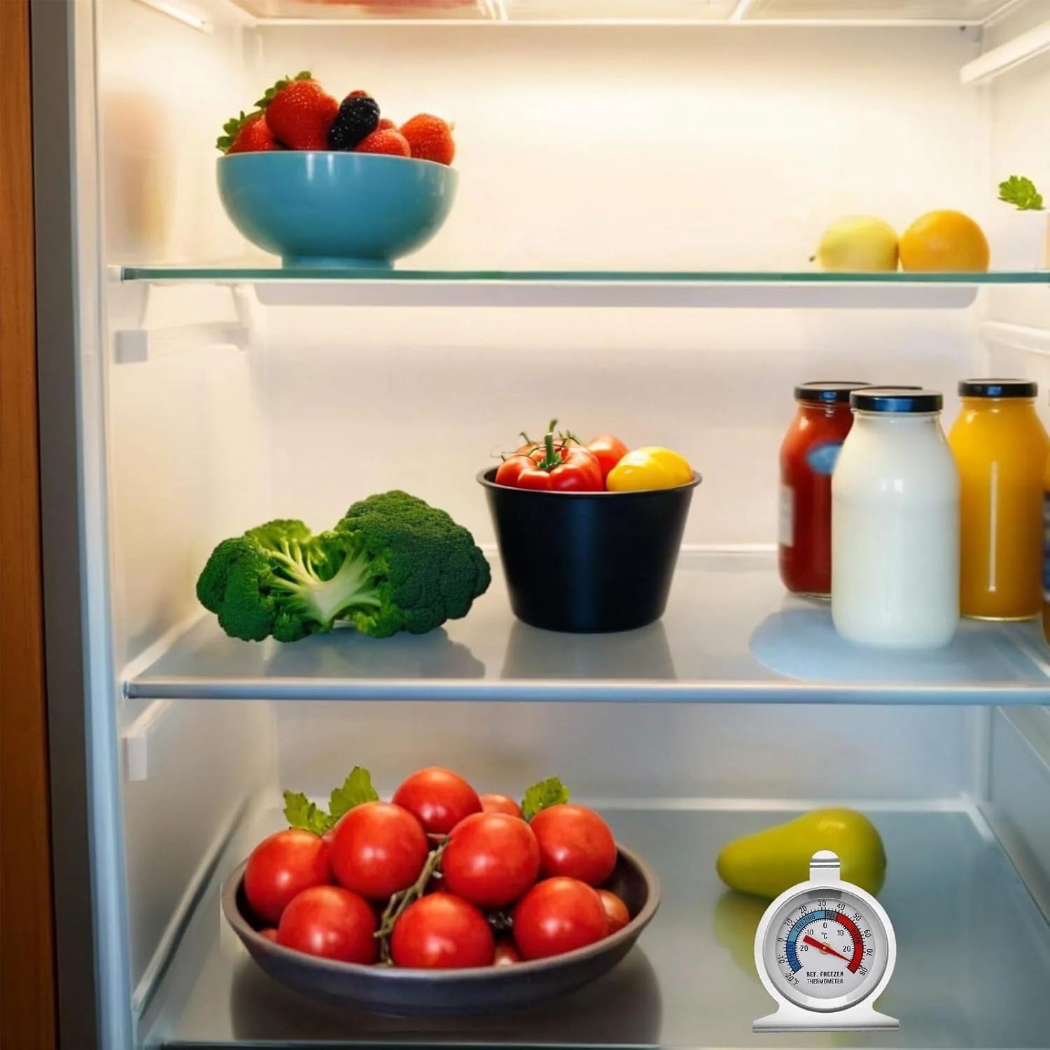 دماسنج یخچال - صفحه بزرگ، محدوده 30- درجه سانتیگراد تا 30 درجه سانتیگراد / 20- درجه فارنهایت تا 80 درجه فارنهایت - دماسنج کلاسیک یخچال با نشانگر قرمز - برای فریزر، یخچال و خنک کننده، بسته 2 عددی دماسنج یخچال - صفحه بزرگ، محدوده 30- درجه سانتیگراد تا 30 درجه سانتیگراد / 20- درجه فارنهایت تا 80 درجه فارنهایت - دماسنج کلاسیک یخچال با نشانگر قرمز - برای فریزر، یخچال و خنک کننده، بسته 2 عددی