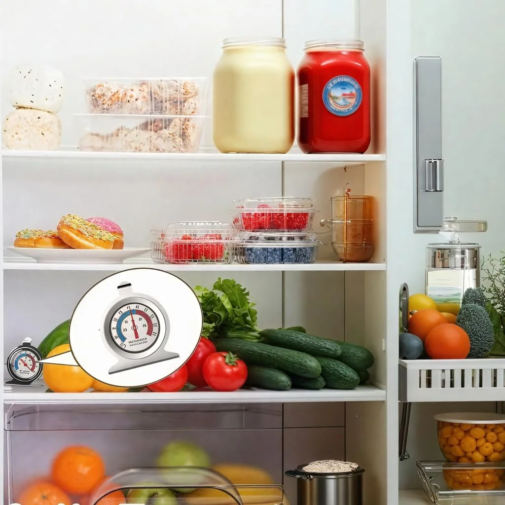 دماسنج یخچال بسته چهارتایی، صفحه بزرگ -29 تا 27 درجه سانتیگراد، دماسنج کلاسیک یخچال و فریزر با نشانگر قرمز برای نظارت دقیق دما دماسنج یخچال بسته چهارتایی، صفحه بزرگ -29 تا 27 درجه سانتیگراد، دماسنج کلاسیک یخچال و فریزر با نشانگر قرمز برای نظارت دقیق دما