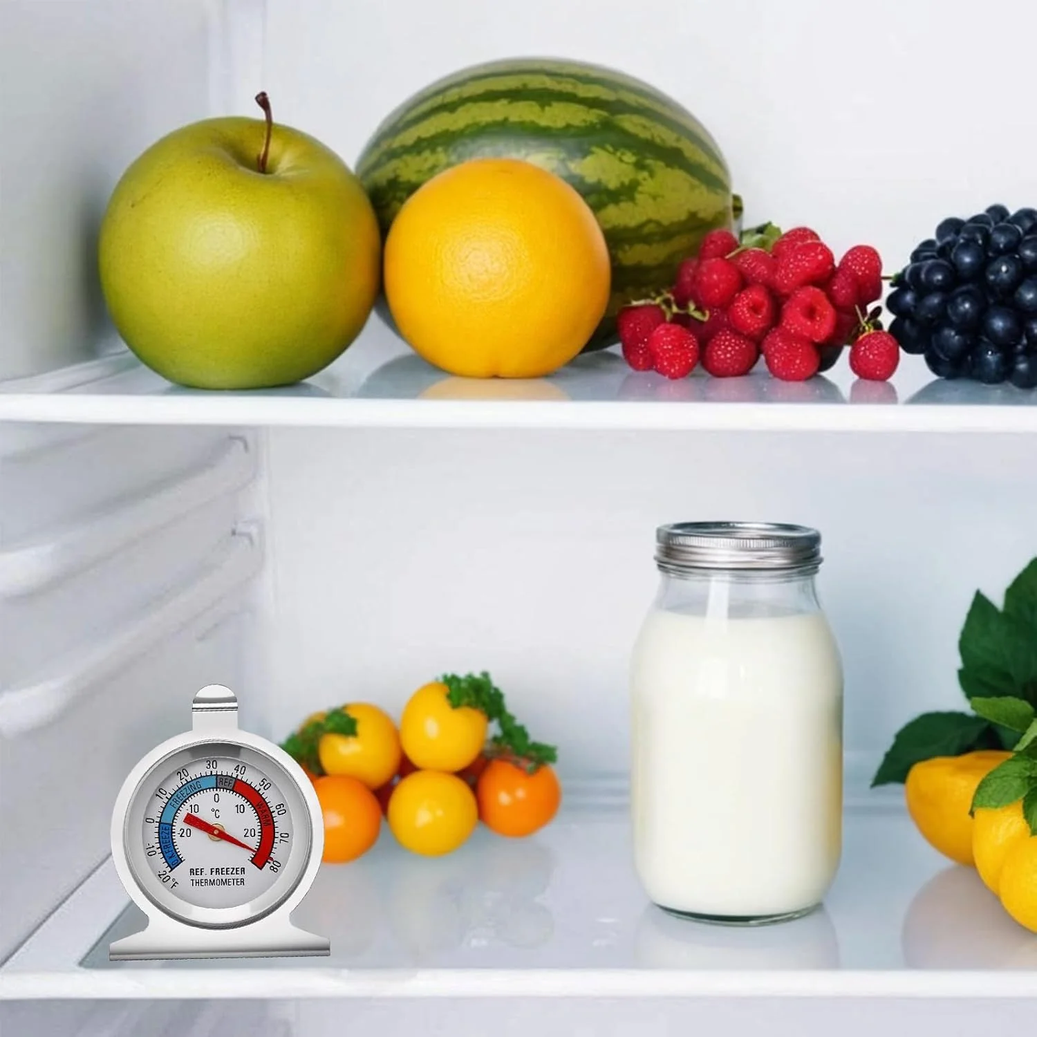دماسنج یخچال - صفحه بزرگ، محدوده 30- درجه سانتیگراد تا 30 درجه سانتیگراد / 20- درجه فارنهایت تا 80 درجه فارنهایت - دماسنج کلاسیک یخچال با نشانگر قرمز - برای فریزر، یخچال و خنک کننده، بسته 2 عددی دماسنج یخچال - صفحه بزرگ، محدوده 30- درجه سانتیگراد تا 30 درجه سانتیگراد / 20- درجه فارنهایت تا 80 درجه فارنهایت - دماسنج کلاسیک یخچال با نشانگر قرمز - برای فریزر، یخچال و خنک کننده، بسته 2 عددی